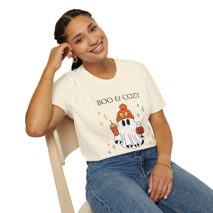 Boo & Cozy Ghost T-Shirt — Cute Fall Halloween Tee