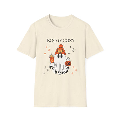 Boo & Cozy Ghost T-Shirt — Cute Fall Halloween Tee