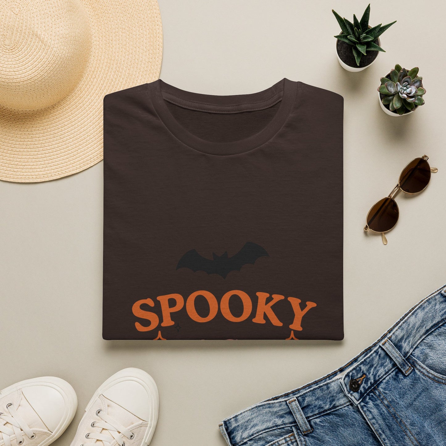 Spooky Season T-Shirt — Cute Halloween Bat & Bow Tee