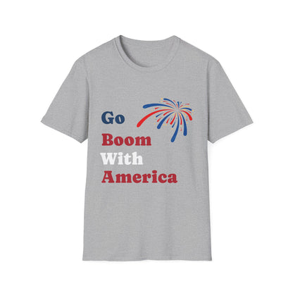 Go Boom America T-Shirt — Patriotic Fireworks Fourth of July Tee
