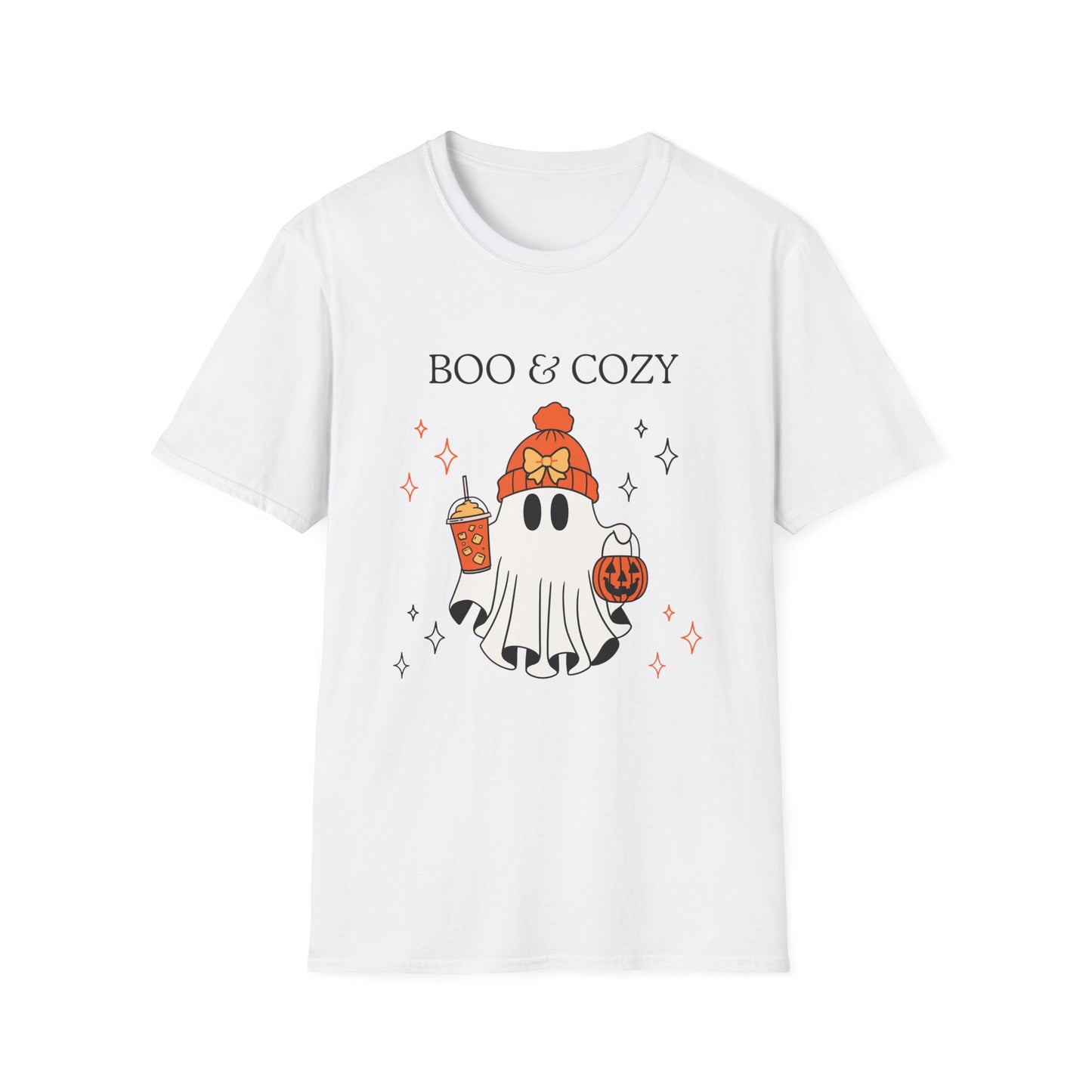 Boo & Cozy Ghost T-Shirt — Cute Fall Halloween Tee