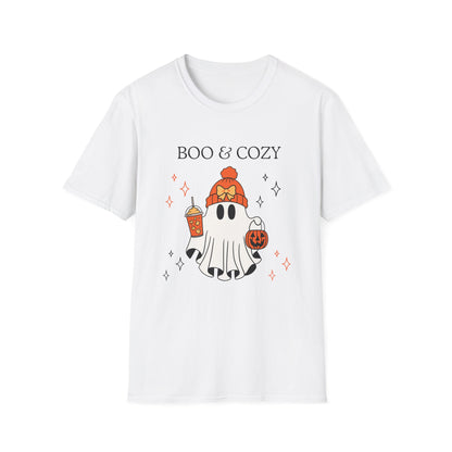 Boo & Cozy Ghost T-Shirt — Cute Fall Halloween Tee