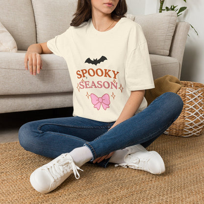 Spooky Season T-Shirt — Cute Halloween Bat & Bow Tee