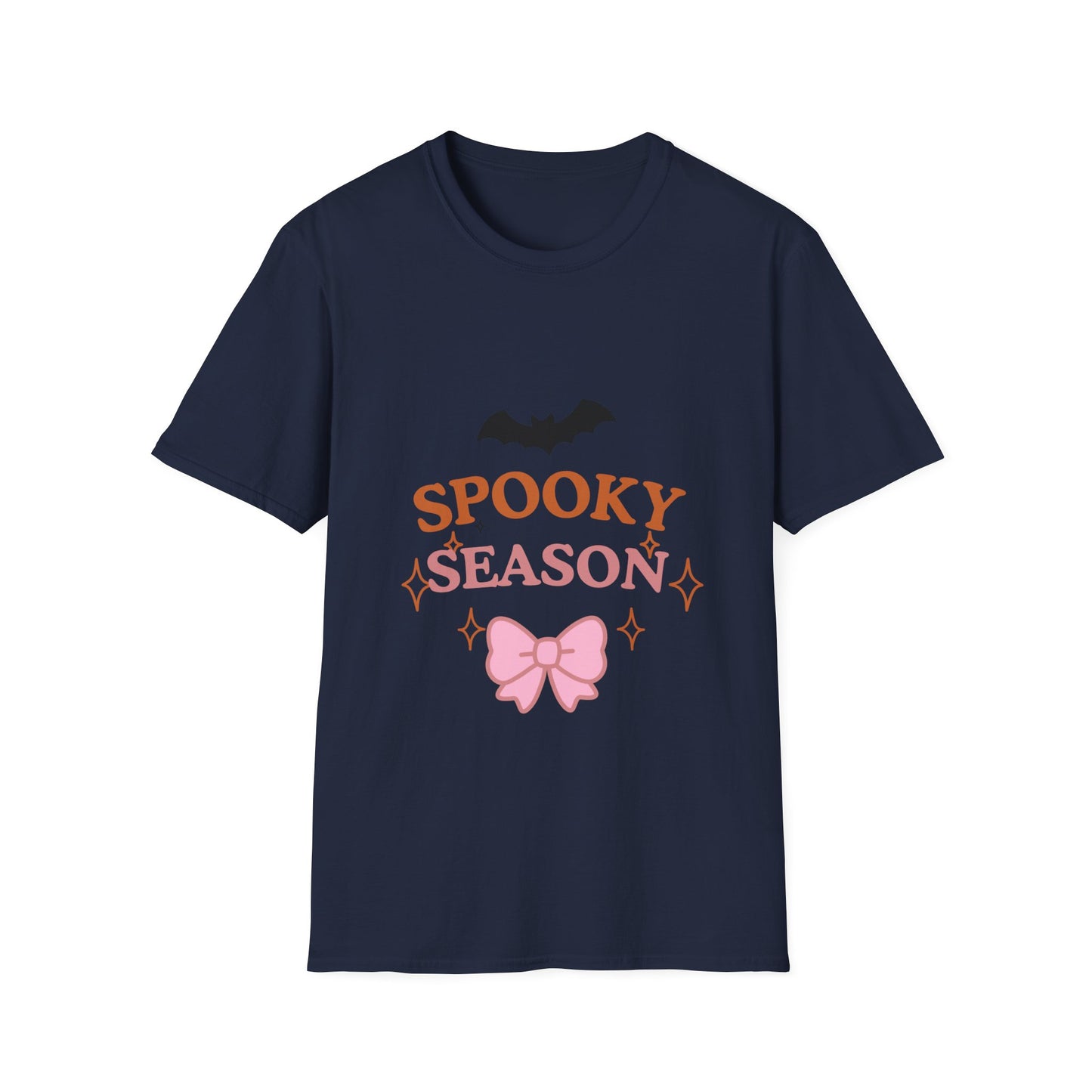 Spooky Season T-Shirt — Cute Halloween Bat & Bow Tee