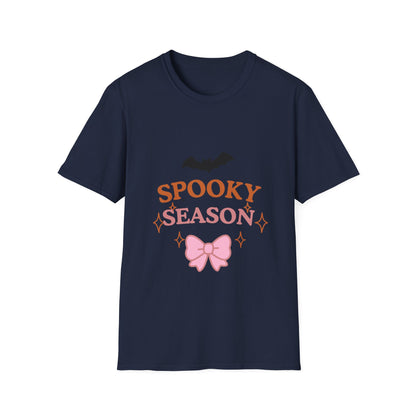 Spooky Season T-Shirt — Cute Halloween Bat & Bow Tee