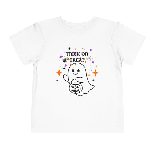 Toddler Halloween Tee - Cute Ghost "Trick or Treat" Pumpkin T-Shirt