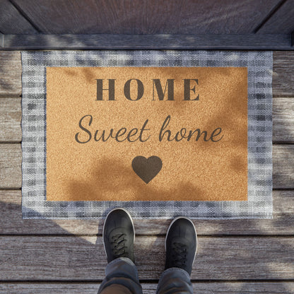 Doormat — "Home Sweet Home" Coir Welcome Mat with Heart