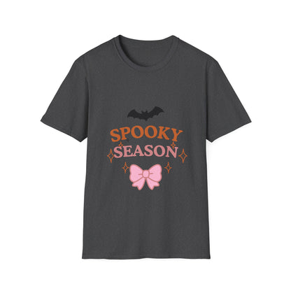 Spooky Season T-Shirt — Cute Halloween Bat & Bow Tee