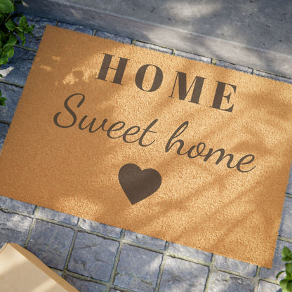 Doormat — "Home Sweet Home" Coir Welcome Mat with Heart