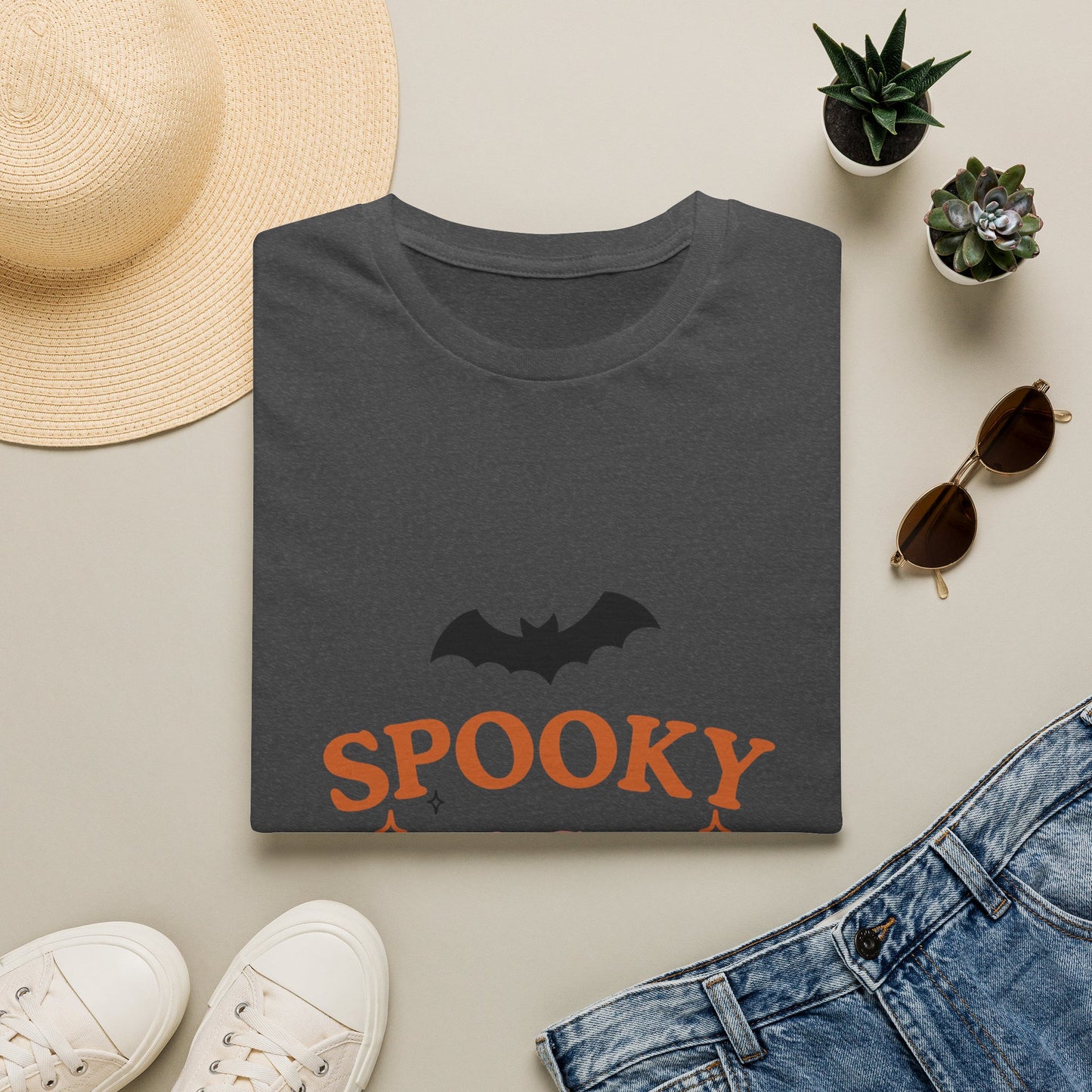 Spooky Season T-Shirt — Cute Halloween Bat & Bow Tee