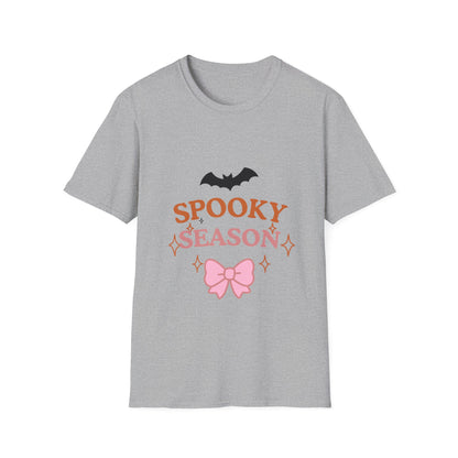 Spooky Season T-Shirt — Cute Halloween Bat & Bow Tee