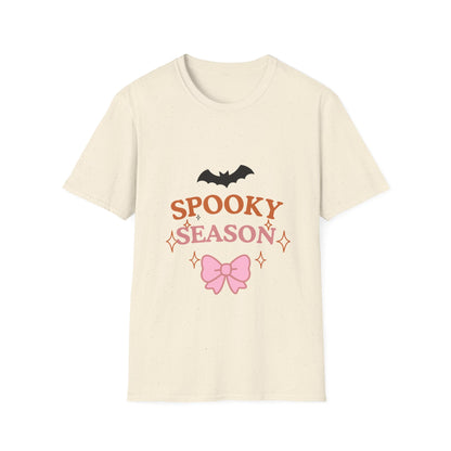 Spooky Season T-Shirt — Cute Halloween Bat & Bow Tee