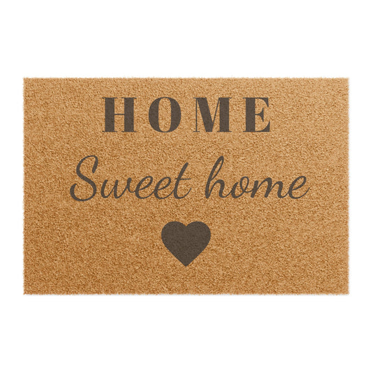 Doormat — "Home Sweet Home" Coir Welcome Mat with Heart