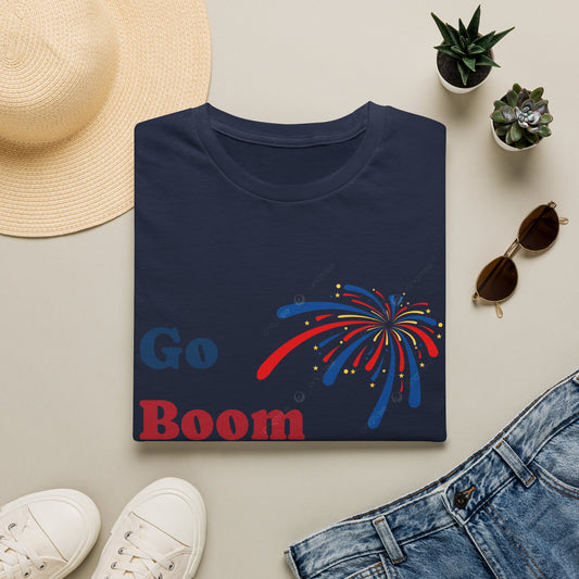 Go Boom America T-Shirt — Patriotic Fireworks Fourth of July Tee