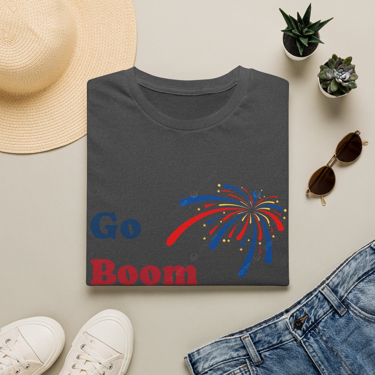 Go Boom America T-Shirt — Patriotic Fireworks Fourth of July Tee