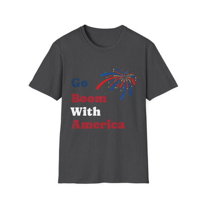 Go Boom America T-Shirt — Patriotic Fireworks Fourth of July Tee