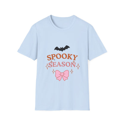 Spooky Season T-Shirt — Cute Halloween Bat & Bow Tee