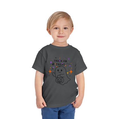 Toddler Halloween Tee - Cute Ghost "Trick or Treat" Pumpkin T-Shirt