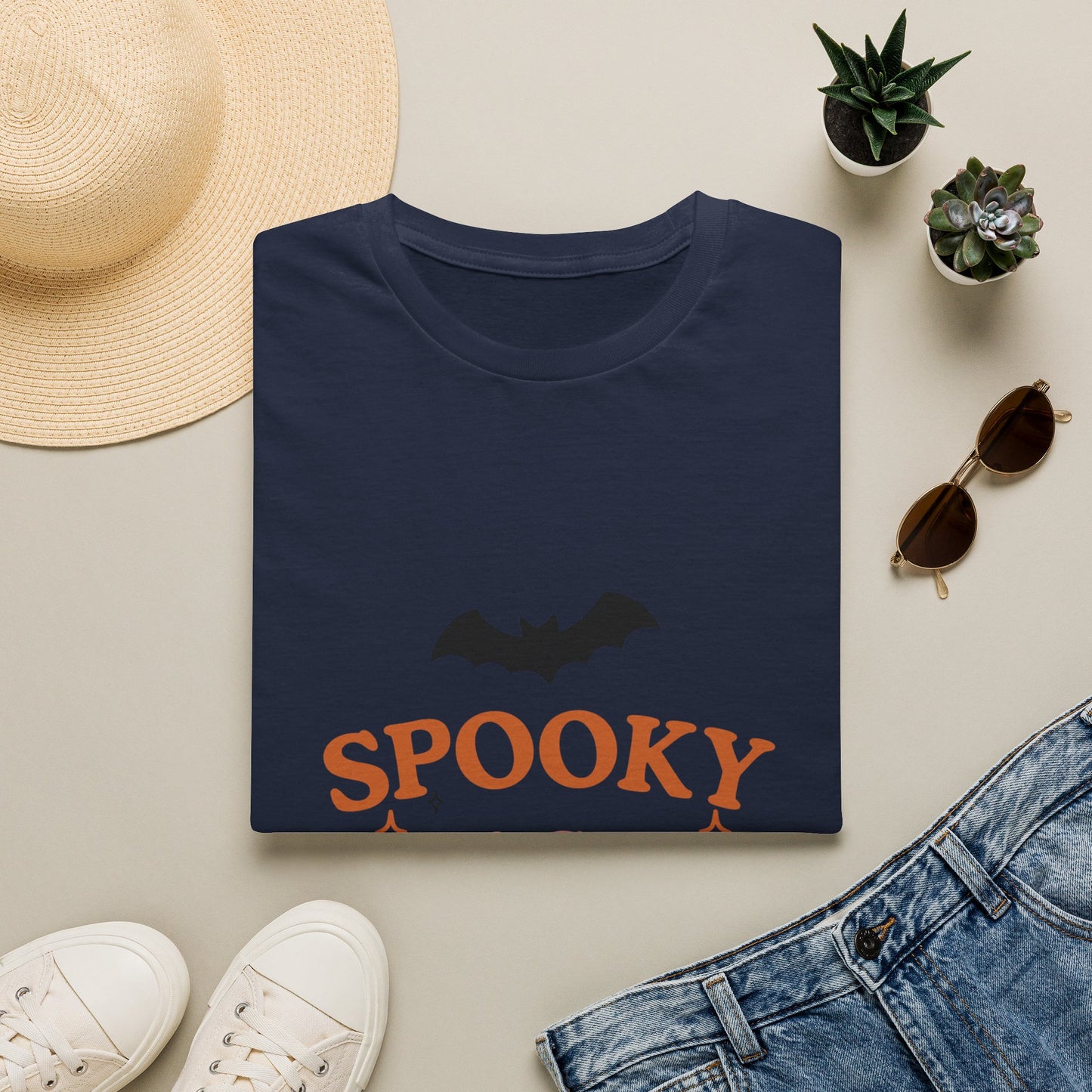 Spooky Season T-Shirt — Cute Halloween Bat & Bow Tee