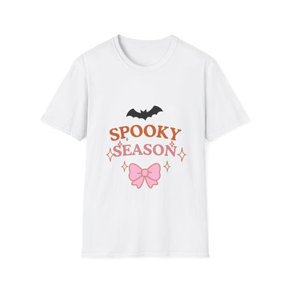 Spooky Season T-Shirt — Cute Halloween Bat & Bow Tee