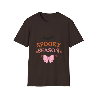 Spooky Season T-Shirt — Cute Halloween Bat & Bow Tee