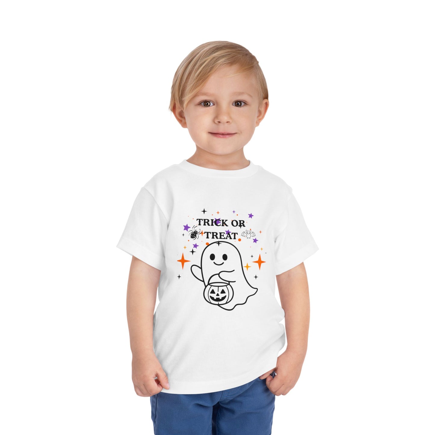 Toddler Halloween Tee - Cute Ghost "Trick or Treat" Pumpkin T-Shirt