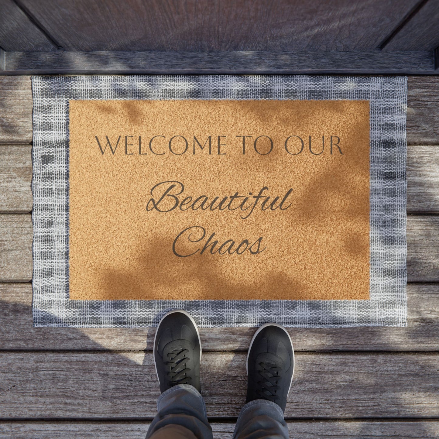 Doormat — "Welcome to Our Beautiful Chaos" Coir Welcome Mat